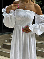 Платье макси из натуральной муслиновой ткани Белый