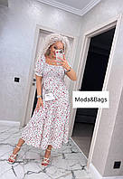 Модное женское однотонное летнее платье сарафан с разрезом оверсайз р.46 белый