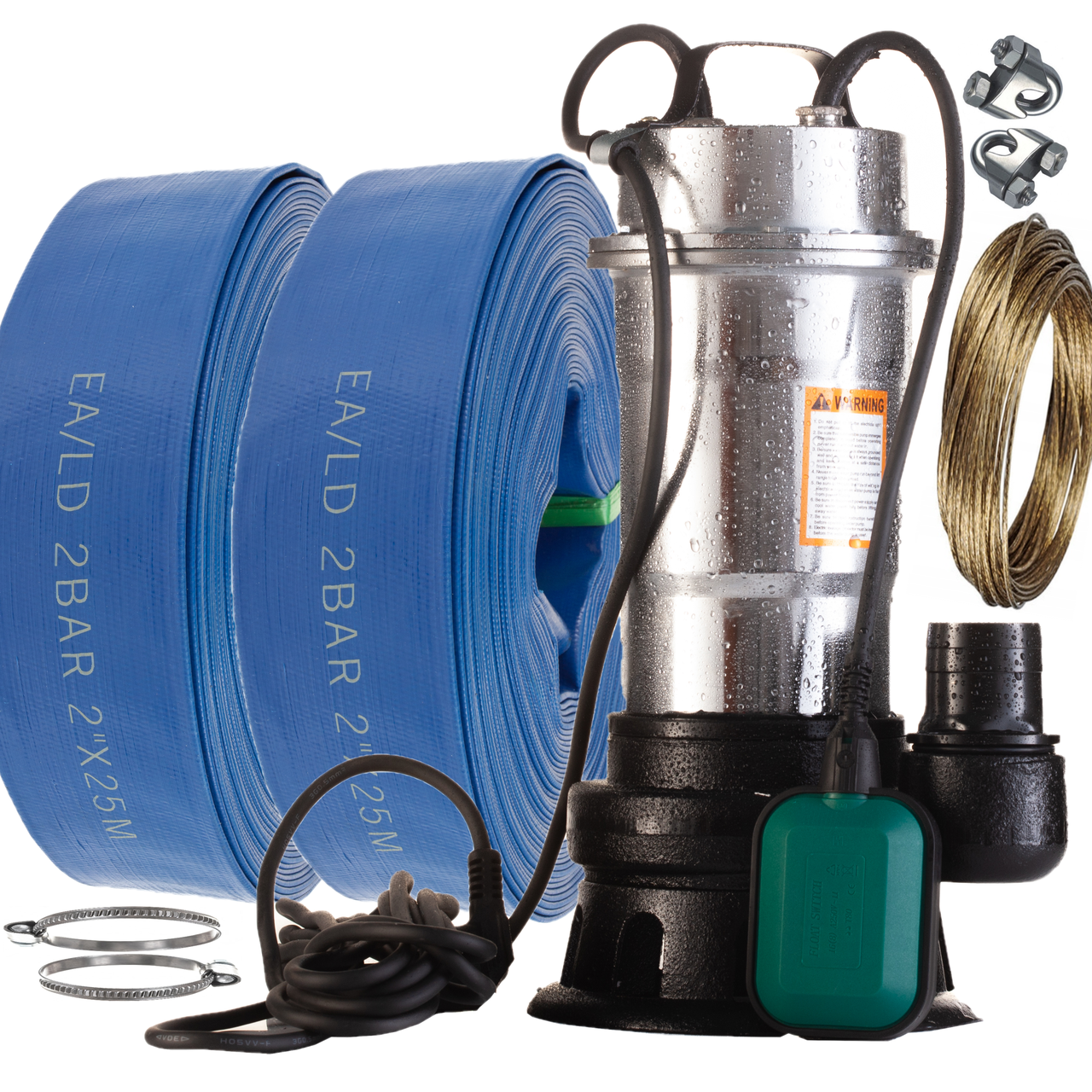 ФЕКАЛЬНЫЙ НАСОС AQUATIC AQS2-2.6 корпус нержавейка с измельчителем + шланг 50м