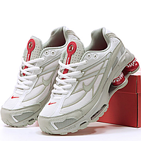 Кроссовки мужские и женские Nike Shox Ride 2 Supreme White Red / Найк Шокс белые с красным