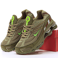 Кроссовки мужские и женские Nike Shox Ride 2 Supreme Khaki Brown Green / Найк Шокс хаки