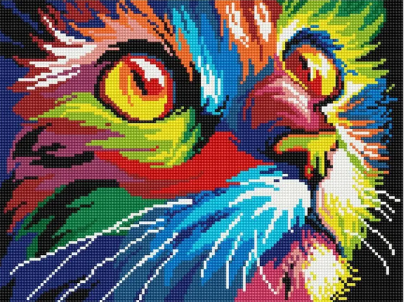 Алмазна мозаїка, Райдужний кіт (EJ564) 30 х 40 см (На підрамнику), НікіТошка, фото 1