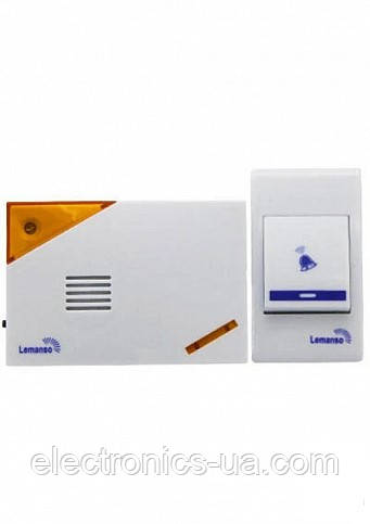 Дзвінок Lemanso безпровідний батарейний білий з помаранчевим LDB39