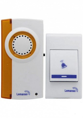 Дзвінок Lemanso  безпровідний батарейний білий з помаранчевим LDB42