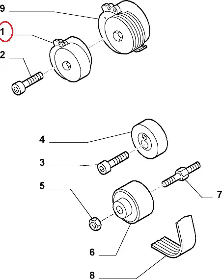 Натяжний ролик генератора Fiat Ducato 230, Peugeot Boxer, Citroen Jumper (94-02) 2.0JTD/HDi, 9634465780