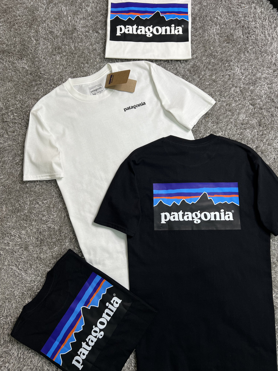 Футболка чоловіча Patagonia біла бавовняна Патагонія з принтом