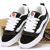 Кроссовки женские и мужские Vans Knu Skool Black White / кеды Ванс черные белые