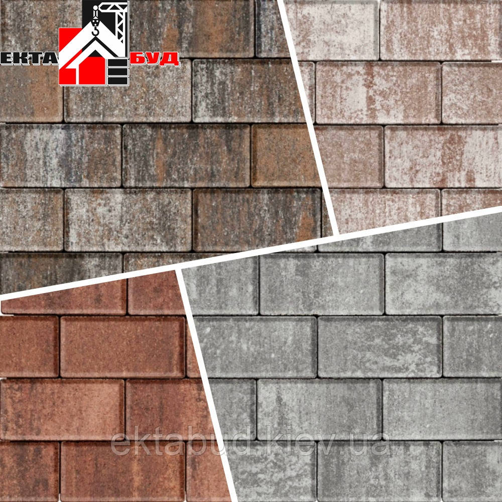 Тротуарна плитка БРУКІВКА 200х100 60мм Колор-Мікс