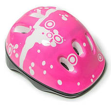Комплект роликів із захистом і шоломом Happy розмір 34-37 Рожевий світні колеса, фото 2