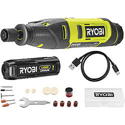 Ryobi Шліфмашина пряма RRT4-120GA15, 4В USBLIthium, АКБ 1х2А•год, набір аксусуарів