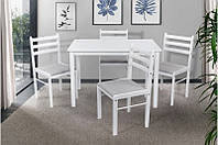 Комплект обідній стіл 110*70 см + 4 стільці дерево Джерсі (Білий) ТМ Мікс-Меблі