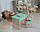 Столик із шухлядою і стіл дитячий зелений левеня. Для  гри,навчання, малювання., фото 4