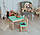 Столик із шухлядою і стілець зелений слоник Для гри, навчання, малювання., фото 2