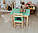 Столик із шухлядою і стілець зелений слоник Для гри, навчання, малювання., фото 7