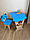 Столик і стільчик дитячий  синій. Кришка хмаринка і зображення левеня!, фото 3