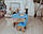 Столик і стільчик дитячий  синій. Кришка хмаринка і зображення левеня!, фото 8