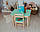 Стіл із шухлядою і стілець зелений із зображенням зайчик дитячий . Для гри,навчання, малювання, гри., фото 5