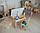 Дитячий стіл  із шухлядою і стілець м'ятний із зображенням оленя. Для гри, навчання, малювання., фото 5