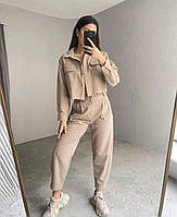 Женский стильный костюм двойка пиджак+штаны ткань: джинс бенгалин Мод. 035