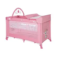 Манеж - ліжко з пеленатором Noemi 2 Layers Plus Lorelli від народження до 15 кг Рожевий