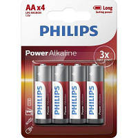 Батарейка Philips AA LR6 Power Alkaline * 4 LR6P4B/10 OIU