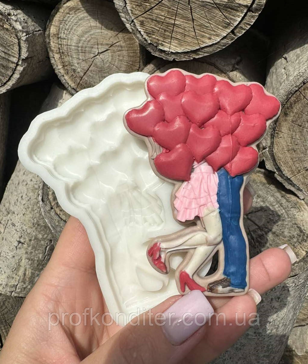 Ексклюзив. Силіконовий молд для шоколаду, мастіки, карамелі та ін "ЗАКОХАНА ПАРА З КУЛЬКАМИ", фото 1