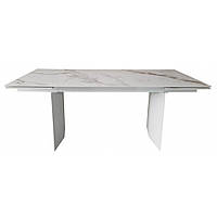 Стол обеденный раскладной Real Golden Carrara белый 180-260x90x76 (керамика+металл)