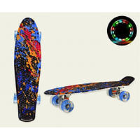 Скейт PENNY BOARD 22 SC20504 Skulls & Chains PU колеса со светом противня 56х15 см