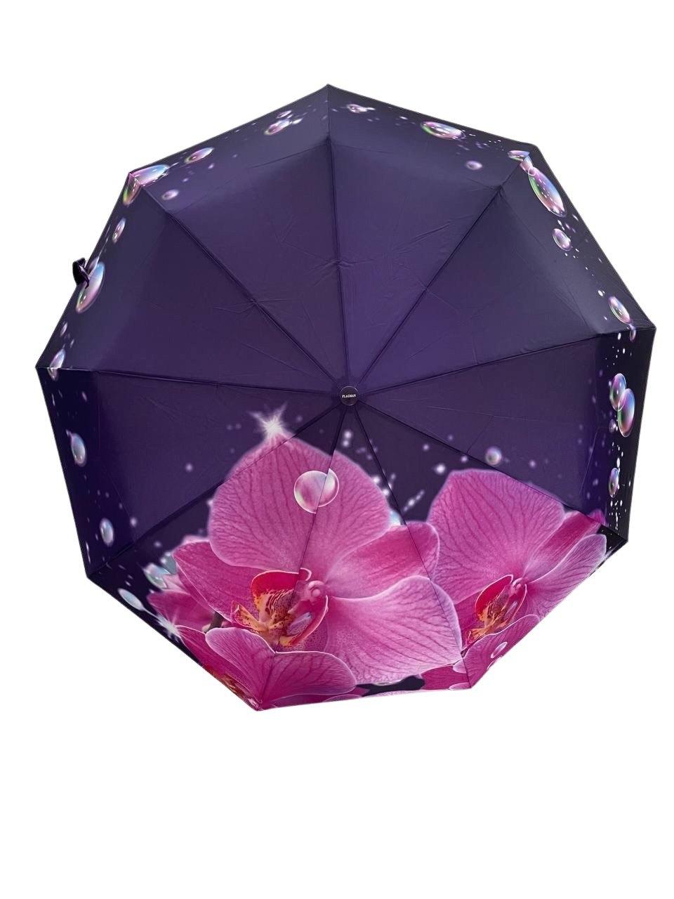 Зонт женский автомат Flagman c цветочным принтом 9 спиц анти-ветер (153/2) - фото 4 - id-p2182996177