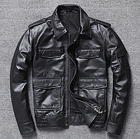 Мужская кожаная куртка черная. (5104)