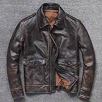 Мужская куртка из натуральной кожи коричневая. (1351)