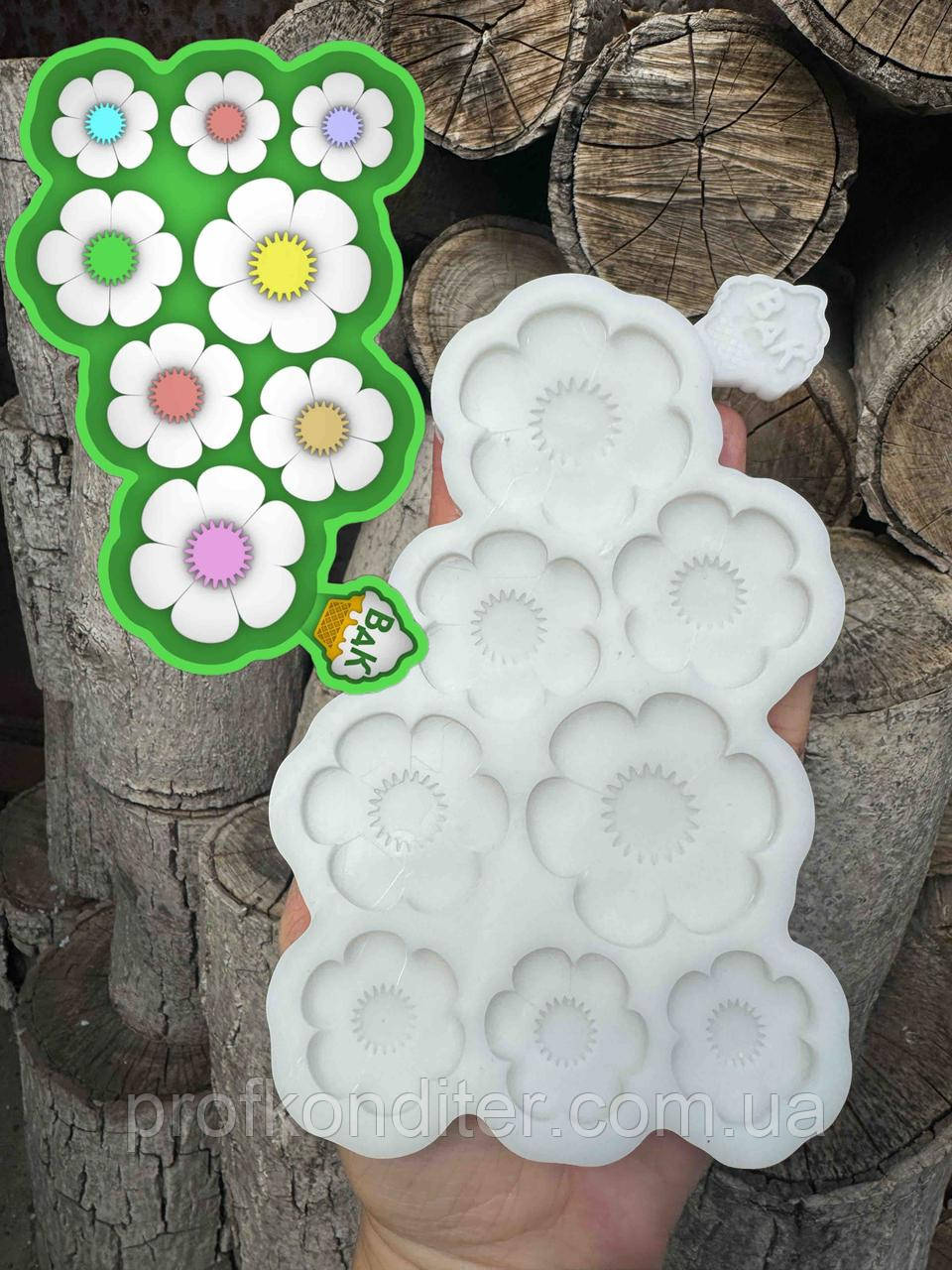 ЕКСКЛЮЗИВ! Силіконовий Молд для шоколаду, карамелі і мастики "Ромашки різного розміру", фото 1