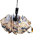 Зонт женский атласный 9 спиц антиветер рисунок бабочки, фото 4