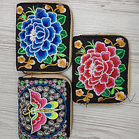 [VN-48] Женский кошелек с вышивкой бабочка, цветок розовый, цветок синей KA