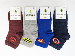 Шкарпетки підліткові Montebello Супергерої,  шкарпетки дитячі для хлопчиків та дівчаток  12 парп/уп мікс