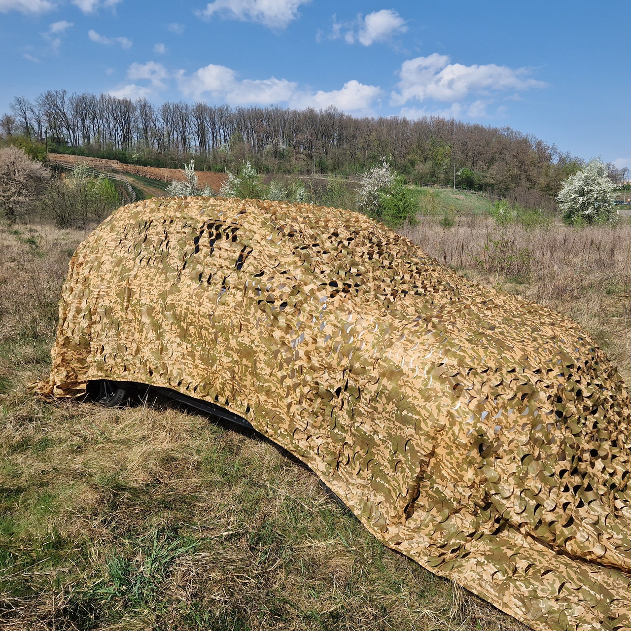Маскувальна сітка 6×4 м для автомобіля та військової техніки | Осінній Мультикам | Ukr shield, фото 1