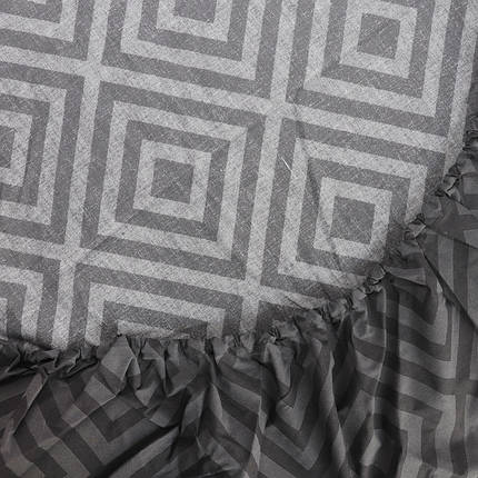 Односпальне простирадло-наматрацник на гумці з бязі натяжне (90*200*25) бавовняне сірий графіт ромб, фото 2