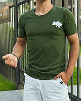 Мужская патриотическая футболка хаки "603,548" с принтом , Летняя футболка цвета хаки с украинской симво trek
