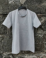 Мужская серая футболка летняя повседневная однотонная , Спортивная базовая футболка серого цвета из хлоп trek