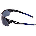 Cпортивні сонячні окуляри велоколірки Oakley 2496 Black-Grey-Blue, фото 2