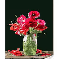 Картина по номерах SS1044 Букет квітів маку у вазі 30х40 см 16 кол.3 рівень скл. 3 пензл. лак