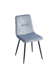 Сучасний стильний м'ягкий сірий обідній кухонний стілець для кухні або вітальні на чорних металевий ніжках Mark SMGY