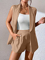 Женский стильный костюм двойка жилет+шорты ткань: костюмка люкс Мод.202