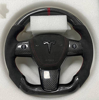 Карбоновый руль Tesla Model X S Y 3 Тесла Модел Х С У 3 кермо з карбону діод LED