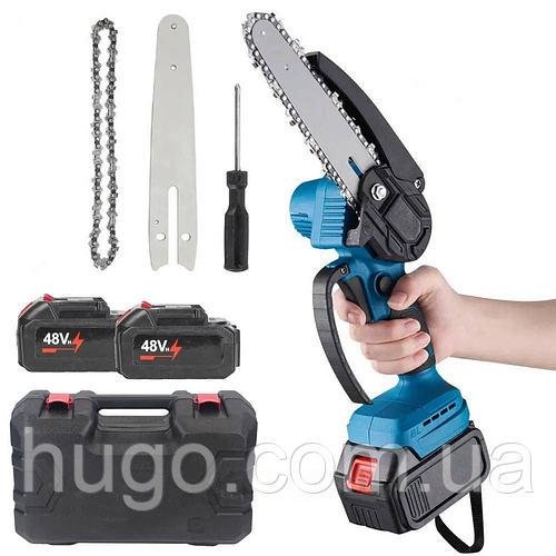 Аккумуляторная пила цепная в кейсе + 2 аккумулятора 48В / Мини пила для ...