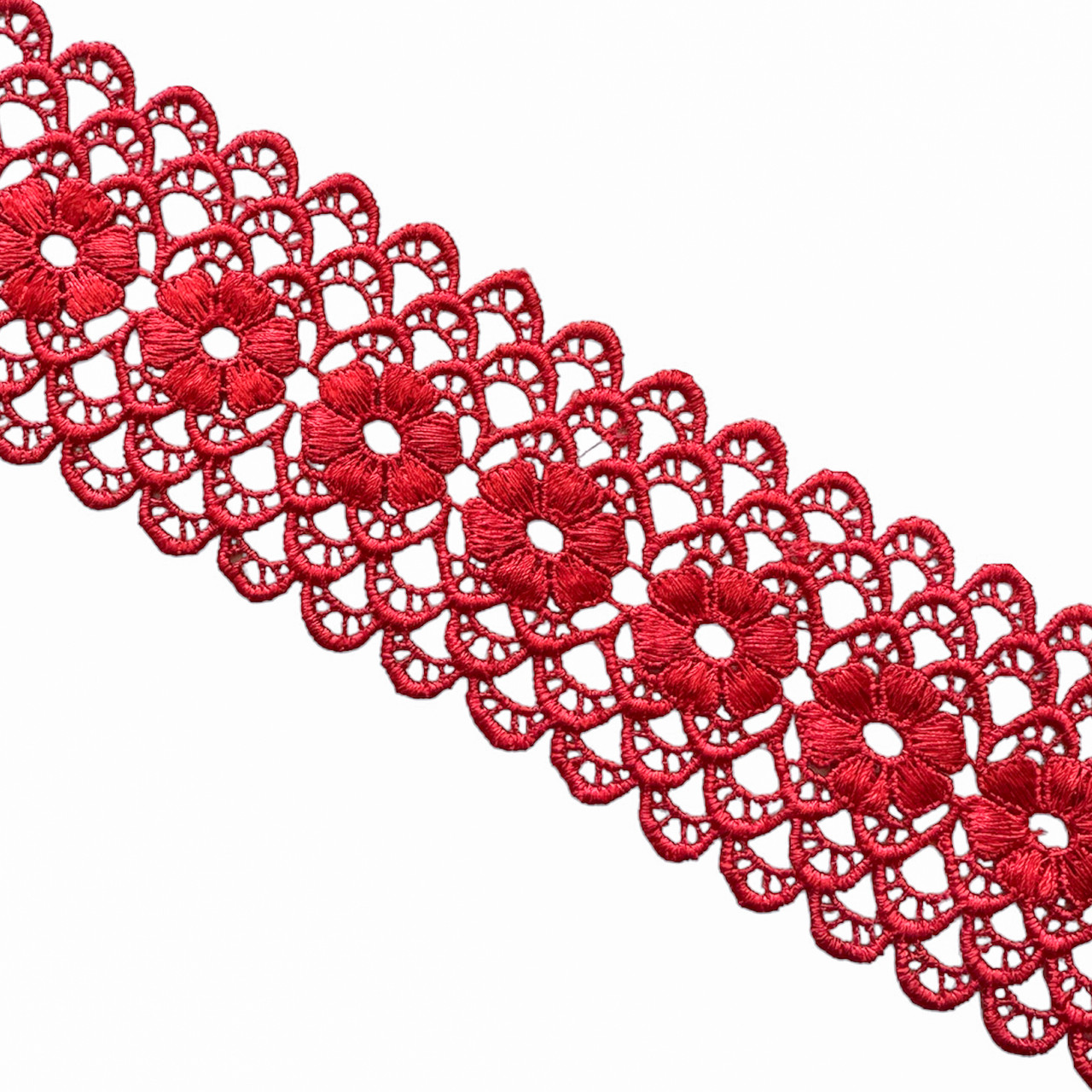 Мереживо макраме 6,5 см колір - червоний, фото 1