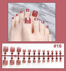 Однотонні накладні нігті для педикюру (для пальців ніг) 16