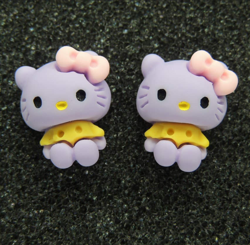 Кліпси сережки дитячі для вух без пробивання вуха Liresmina Jewelry сережки Hello Kitty Хеллоу Кітті з рожевим