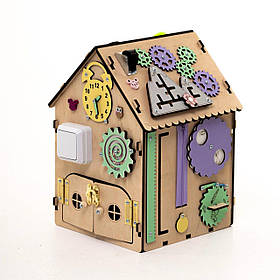 Бізібудинок бізікуб ігровий розвиваючий для дітей дерев'яний Натуральний 35х25х25