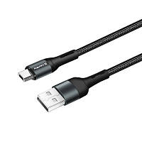 Дата кабель USB 2.0 AM to Micro 5P 1.0m nylon black ColorWay CW-CBUM045-BK OIU